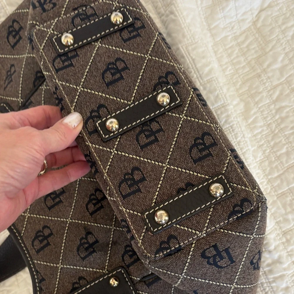 Dooney & Bourke Brown Logo Shoulder Tote with Gold Hardware - Picture 6 of 6